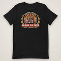 80,000 LB Club Trucker Tee in black, front view laid flat showing the full front print. Design made with AI assistance.