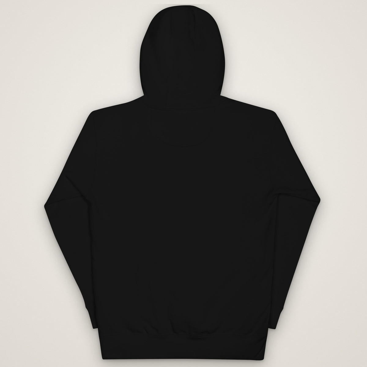 Chain Up & Roll Winter Trucker Hoodie in black, plain back, laid flat. Design made with AI assistance.