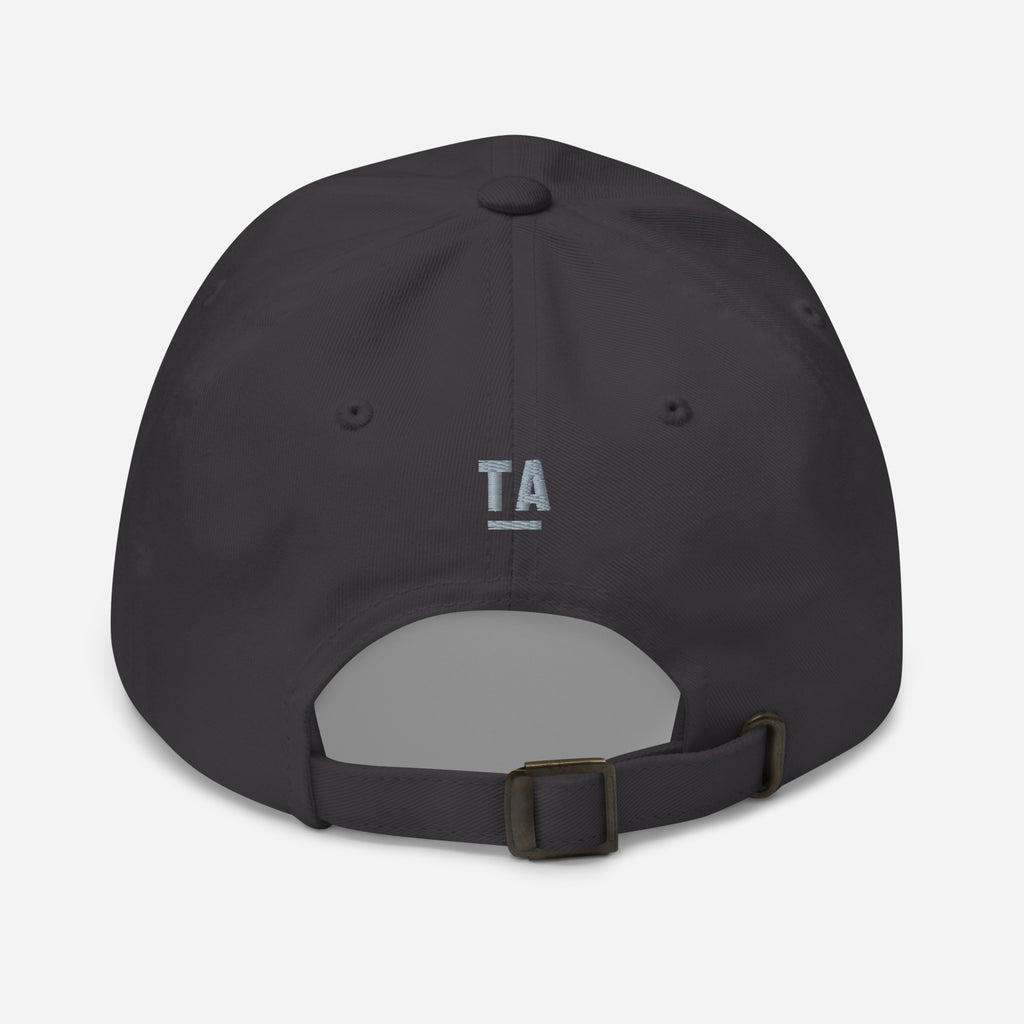 Fluent Dad Cap in dark grey, back view.