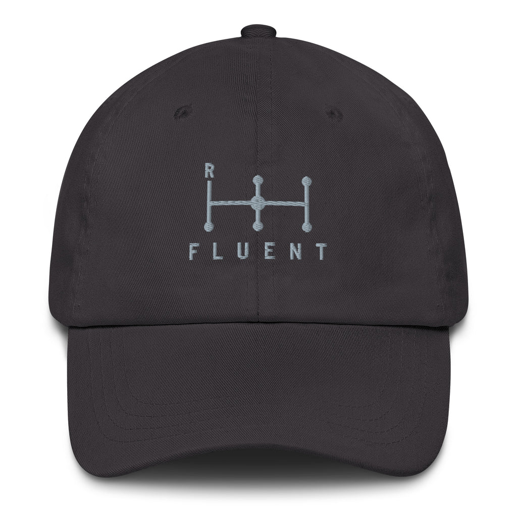 Fluent Dad Cap in dark grey, front view.