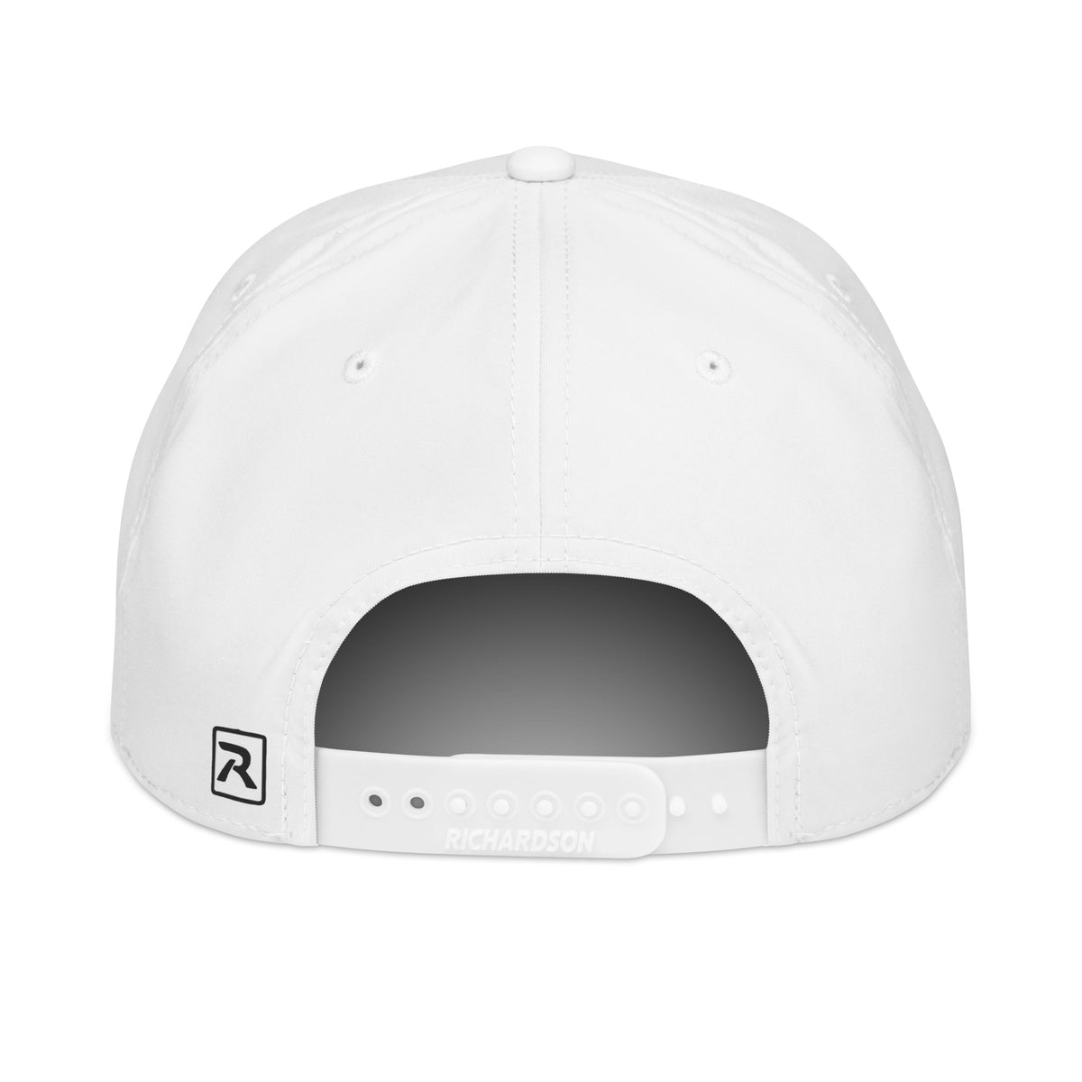 Field Station Rope Cap in White / Black, back supplier mockup showing the adjustable snapback