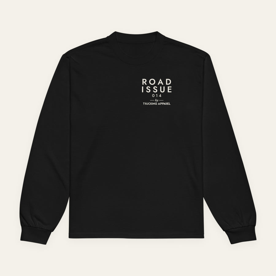 ROAD ISSUE Fourteen Line Long Sleeve in Black — flat front view