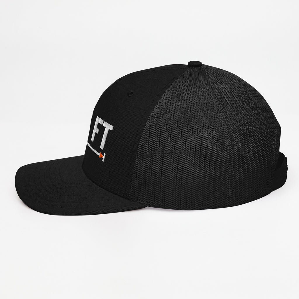 525 FT Trucker in black, left side view.
