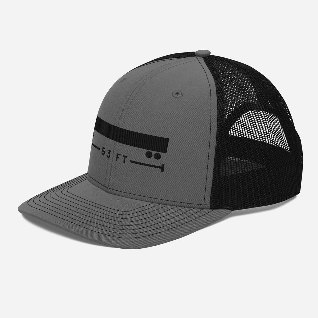 53 FT Trucker in charcoal black, left front angle.