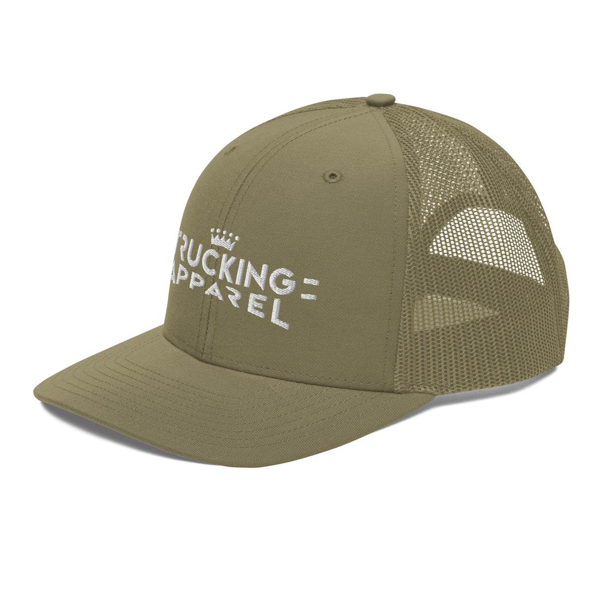 Terminal Wing Trucker Cap in Loden with white embroidery — left-front product view