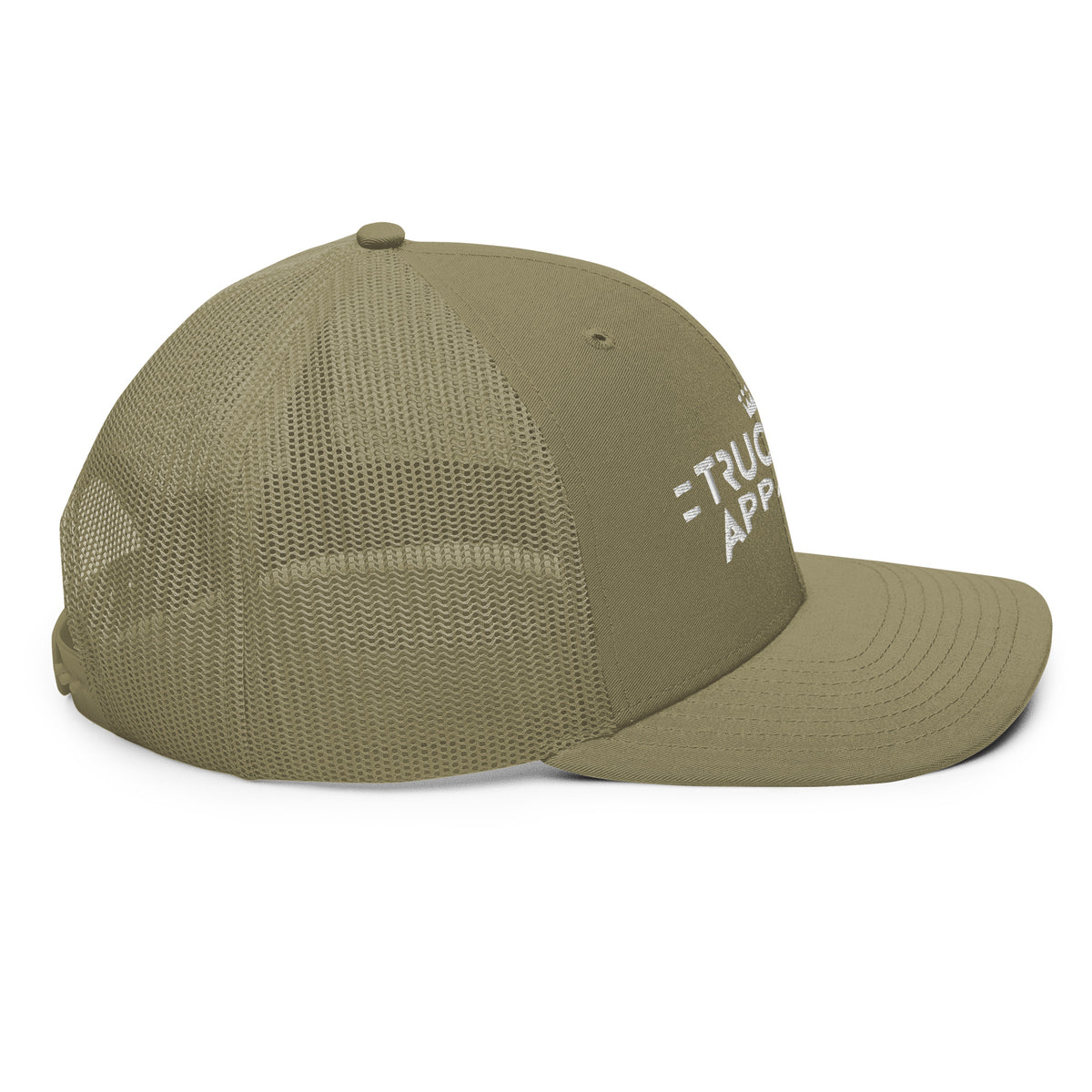 Terminal Wing Trucker Cap in Loden with white embroidery — right-side product view