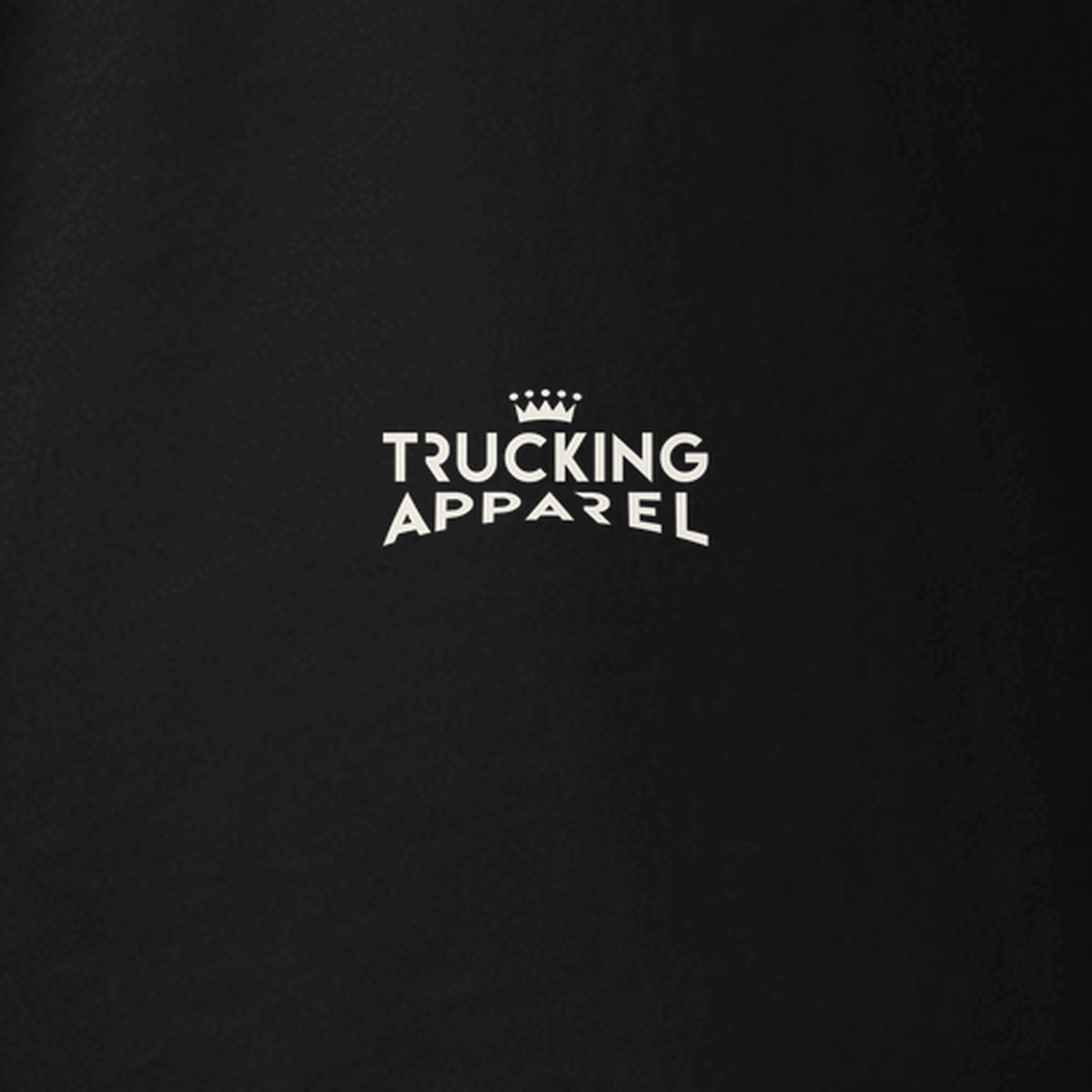 Trucker Mom Tee: My Kid Delivers Christmas in black, close-up of the Trucking Apparel crown logo printed on the left sleeve. Design made with AI assistance.