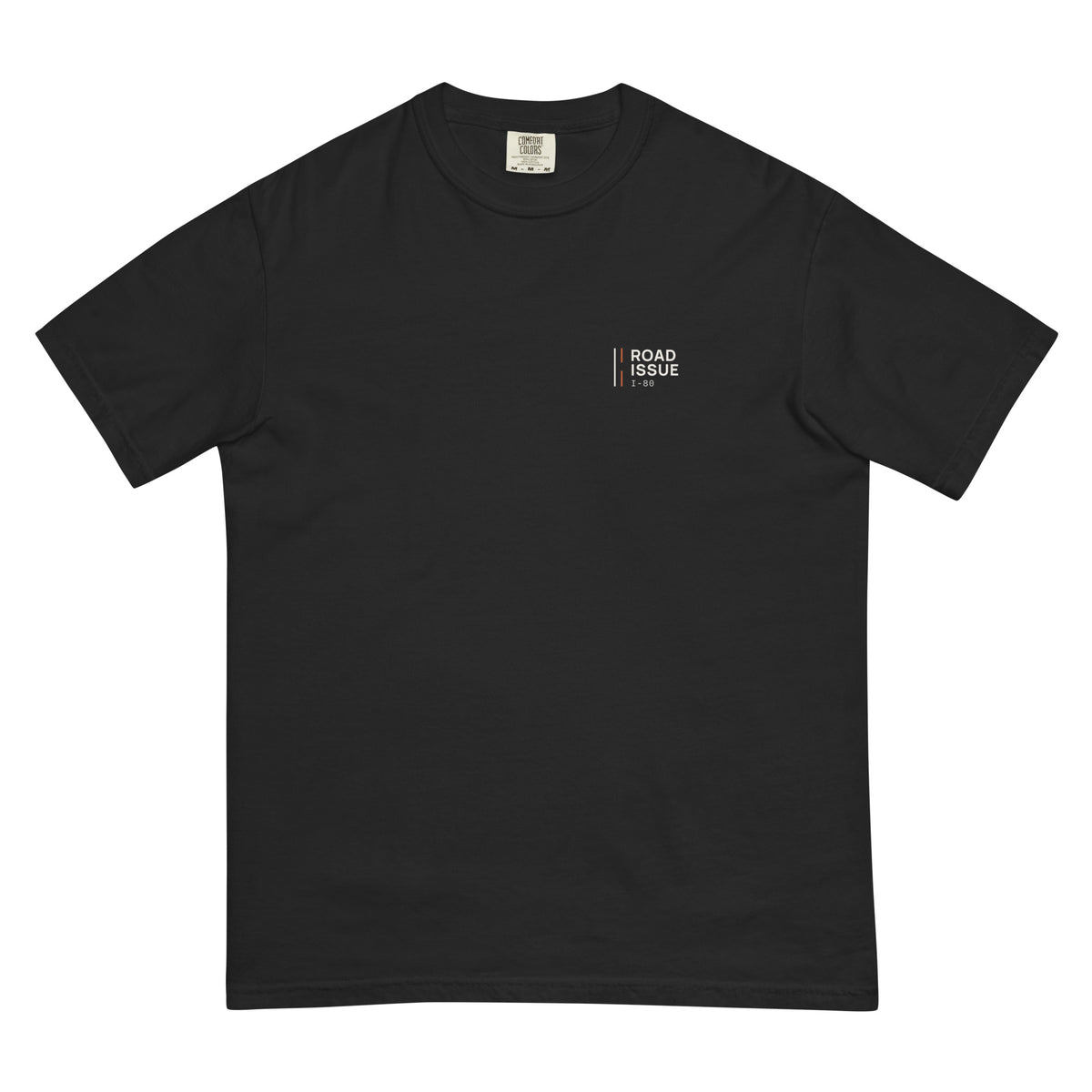 ROAD ISSUE Lane Mark Heavyweight Tee in Black — front garment view