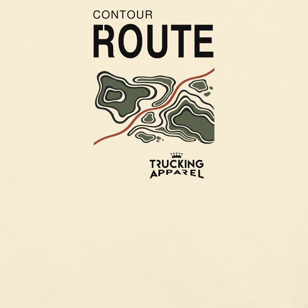Contour Route Tee in Ivory with original road-and-landscape graphic — artwork detail