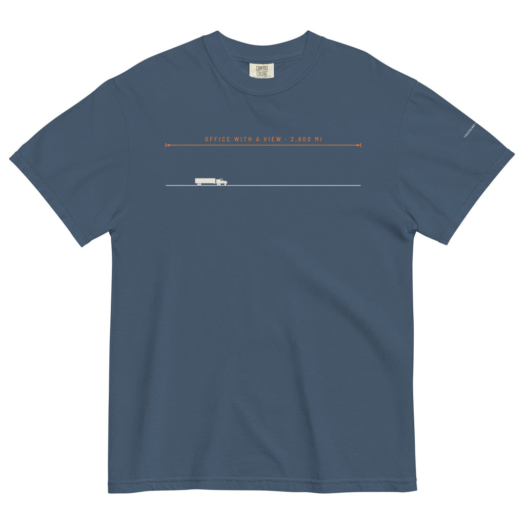 Office With A View Tee in midnight, front view.