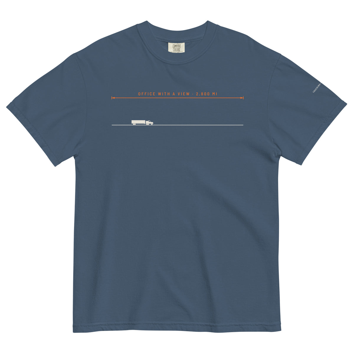 Office With A View Tee in midnight, front view.