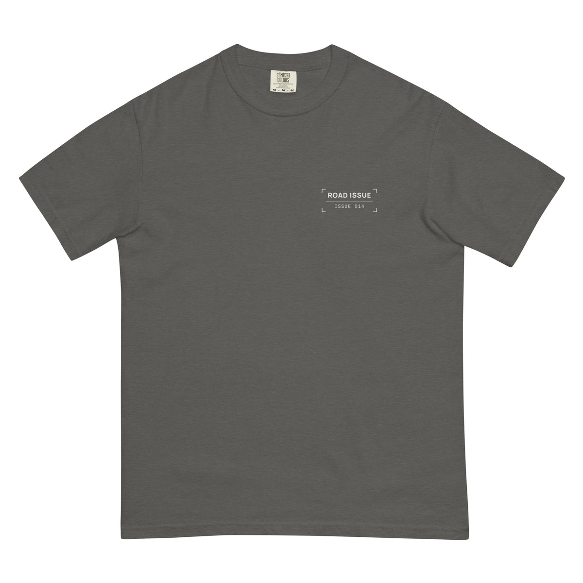 ROAD ISSUE Manifest Heavyweight Tee in Pepper — front garment view