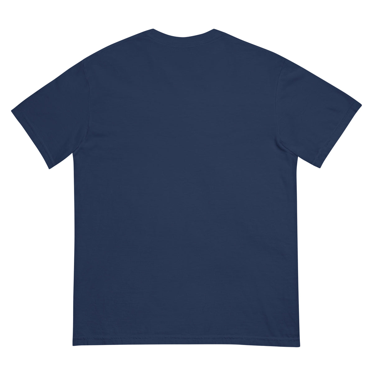 Midwest Relay Tee in True Navy, back supplier mockup showing the plain back