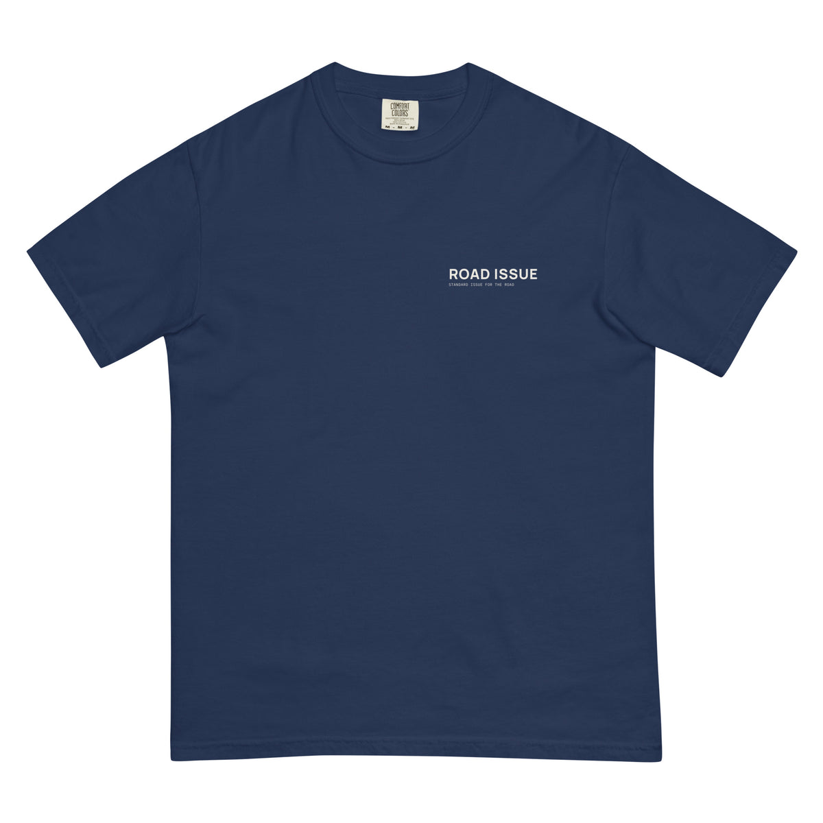 ROAD ISSUE Dispatch Standard Heavyweight Tee in True Navy — front view with small chest print
