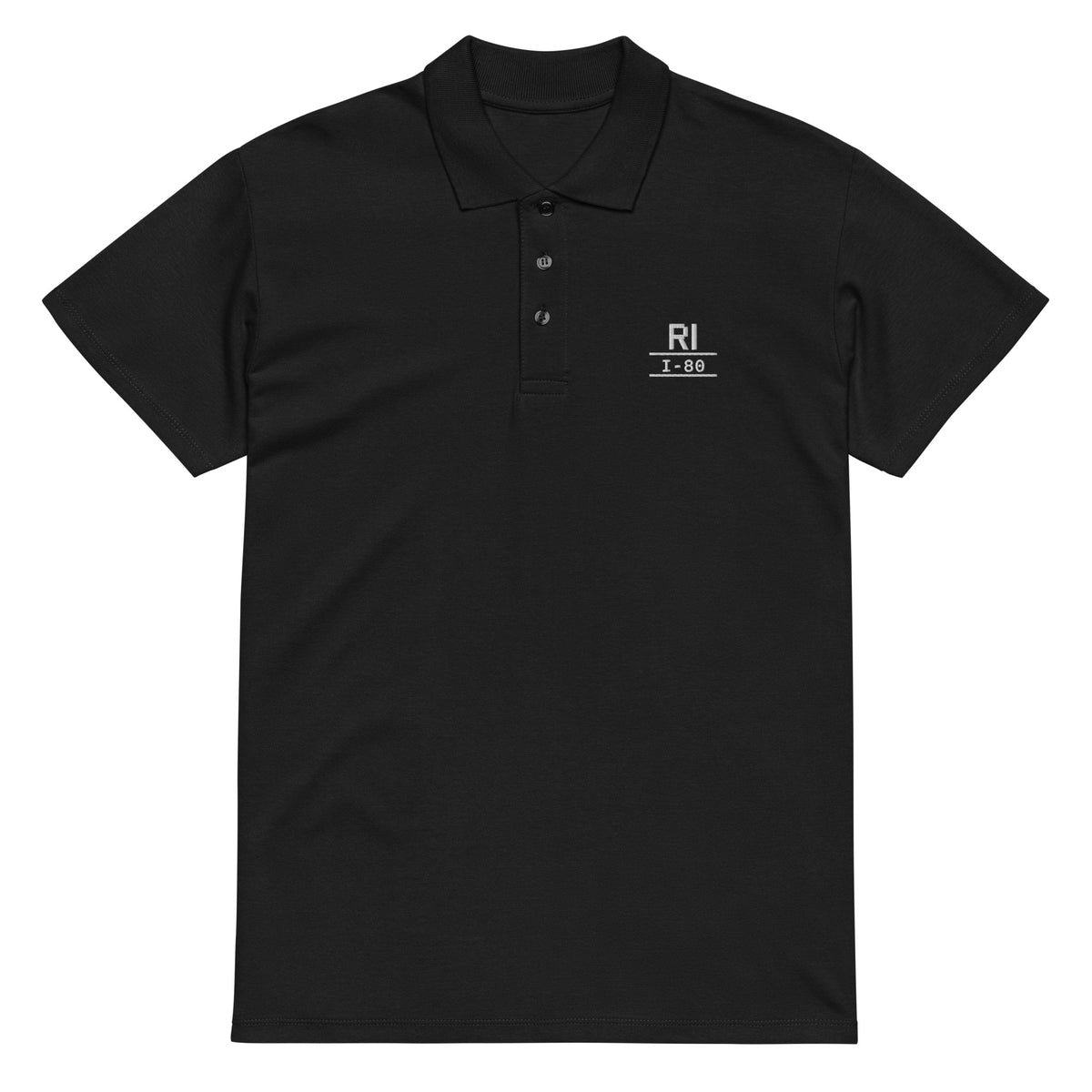 ROAD ISSUE Roadline Polo in Black — front garment view