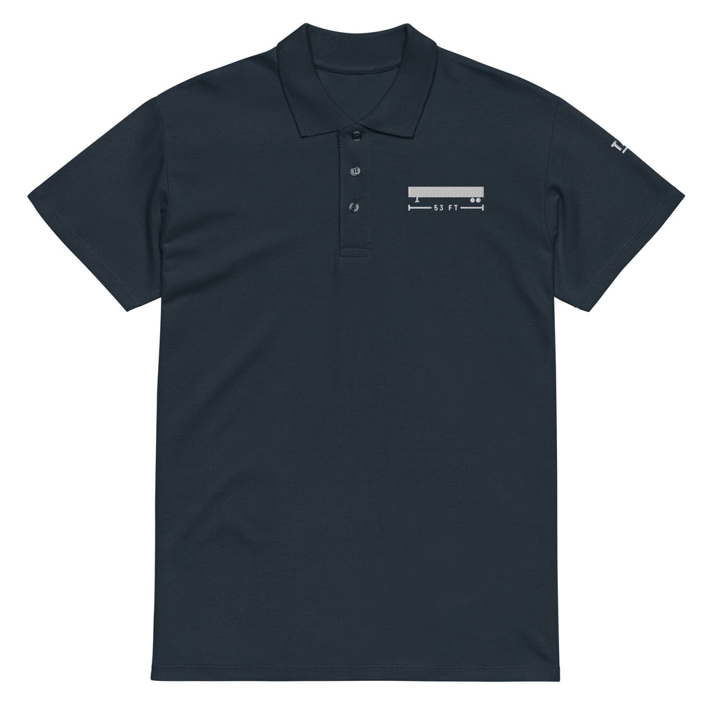 53 FT Polo in navy, front view.