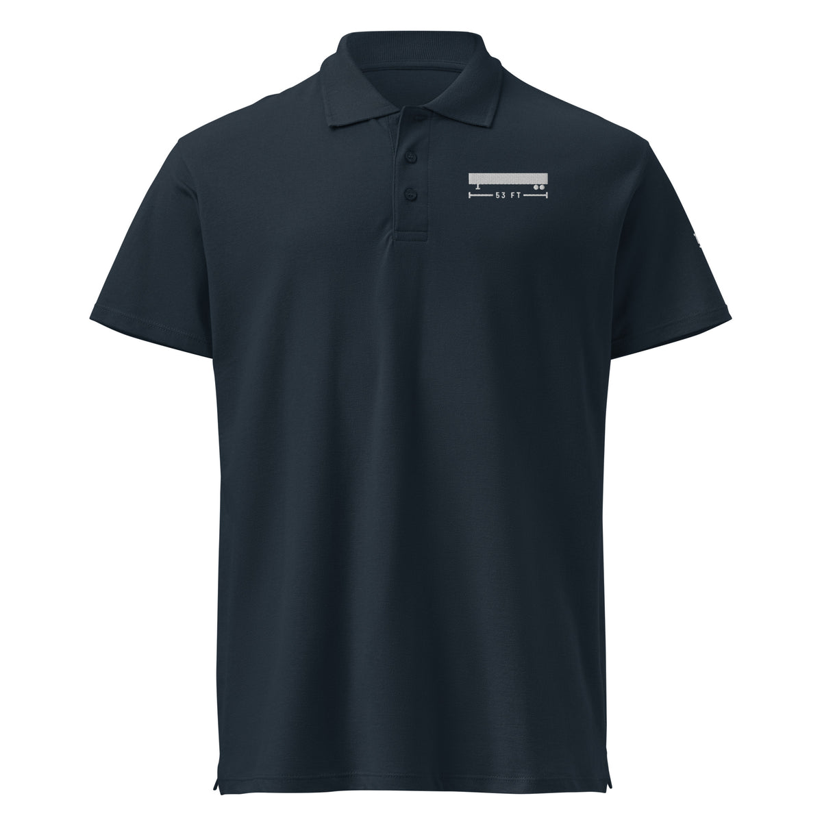 53 FT Polo in navy, front view.
