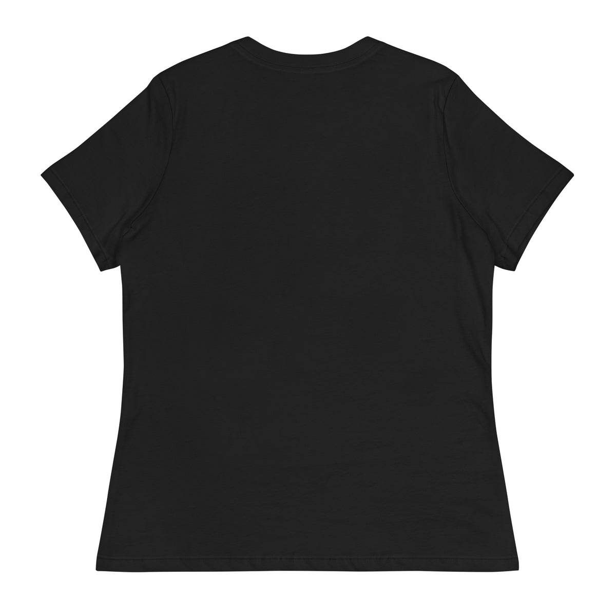 Long View Women's Tee in Black with original open-road graphic — blank back
